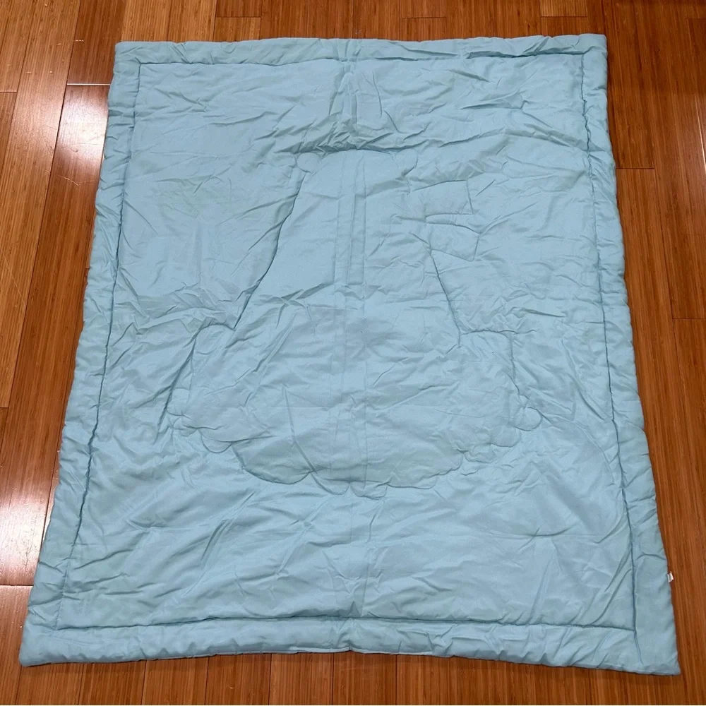 Floral Bear Baby Crib Toddler Bed Comforter Blue and White